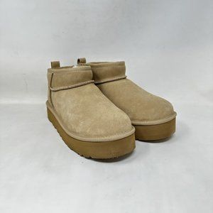 UGG Kid's Classic Ultra Mini Platform Boot Sand 1157791K USED (9/10)US kids 6